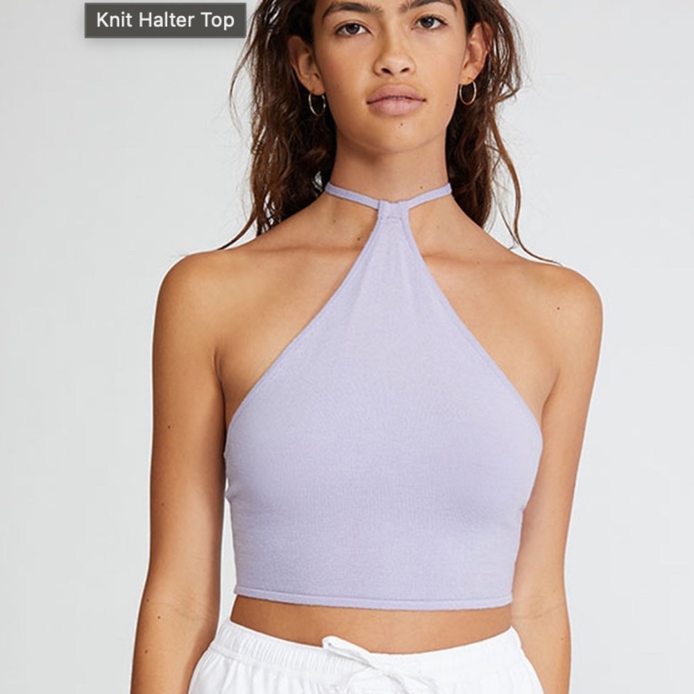 WeWoreWhat- knit halter top - purple